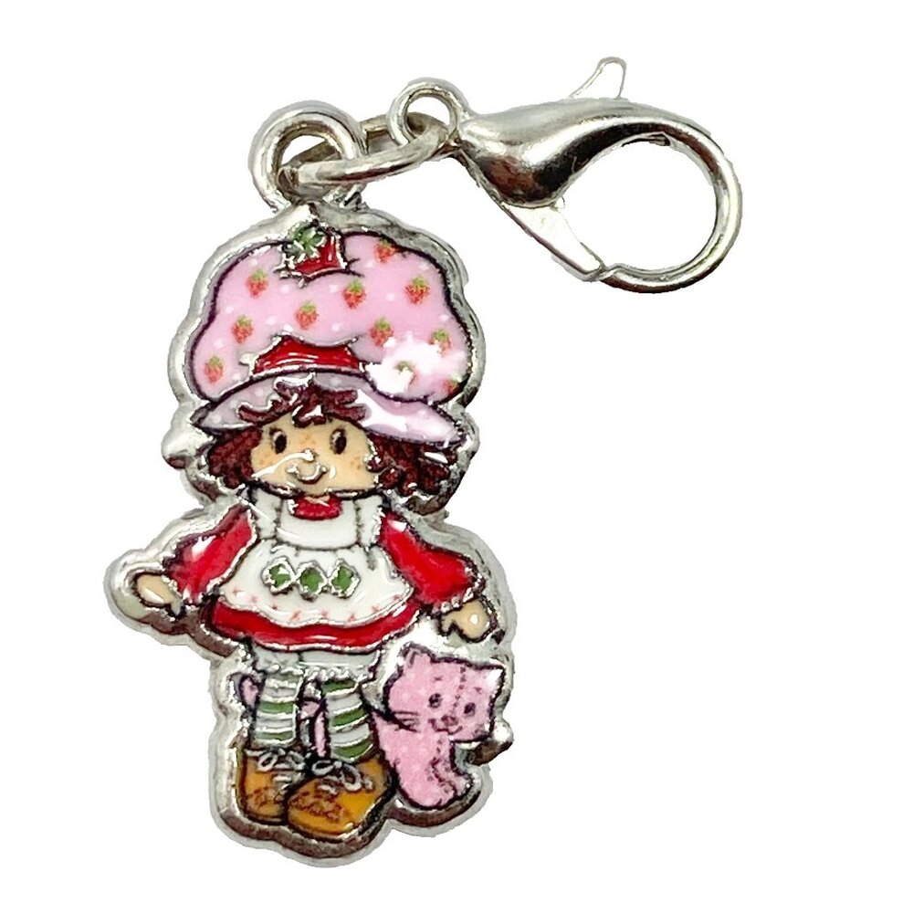 Vintage Strawberry Shortcake Custard Kitty Cat Clip On Charm Zipper Pull Bag